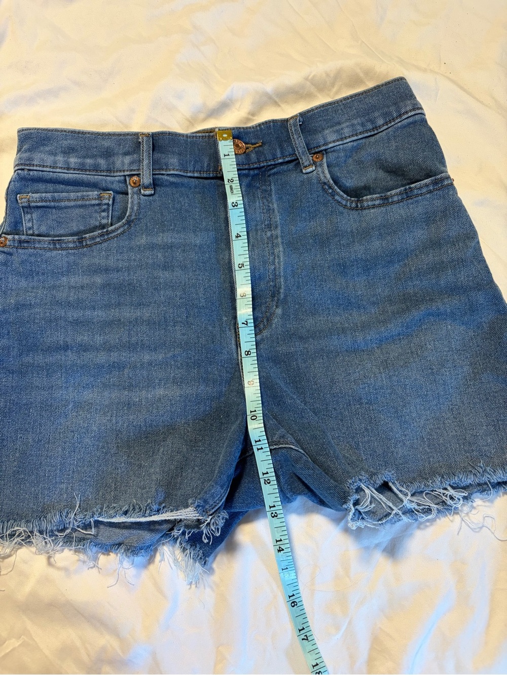 Express Blue Denim Shorts with Button Waist